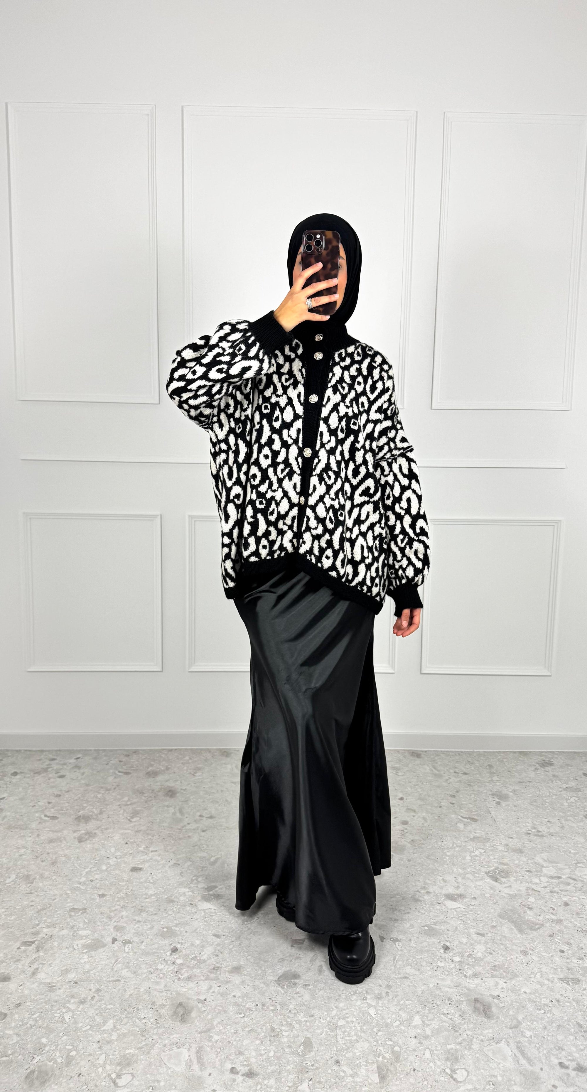Strickjacke mit Leopardmuster DEFNE