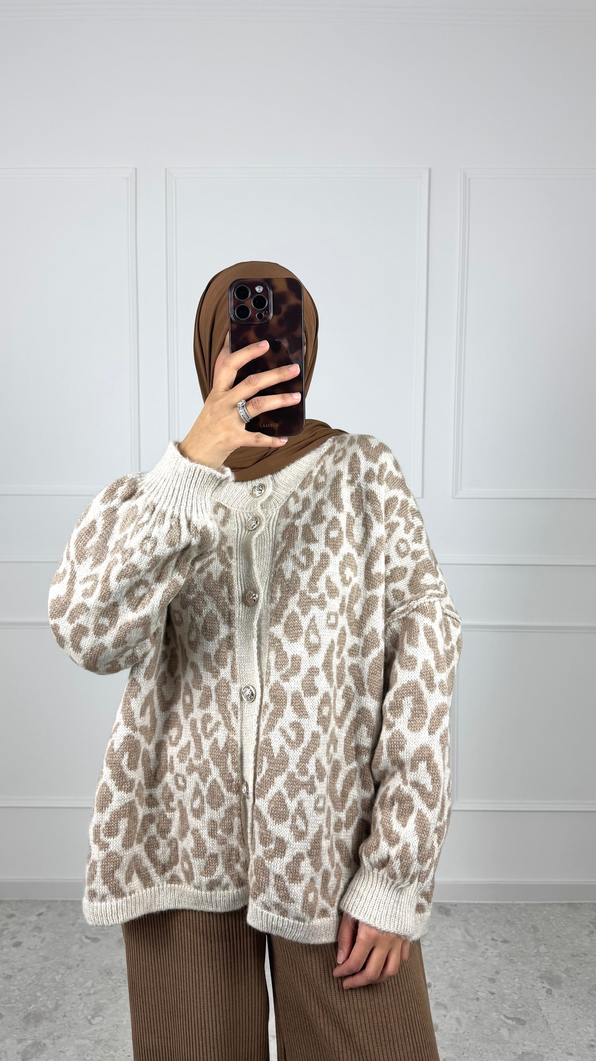 Strickjacke mit Leopardmuster DEFNE