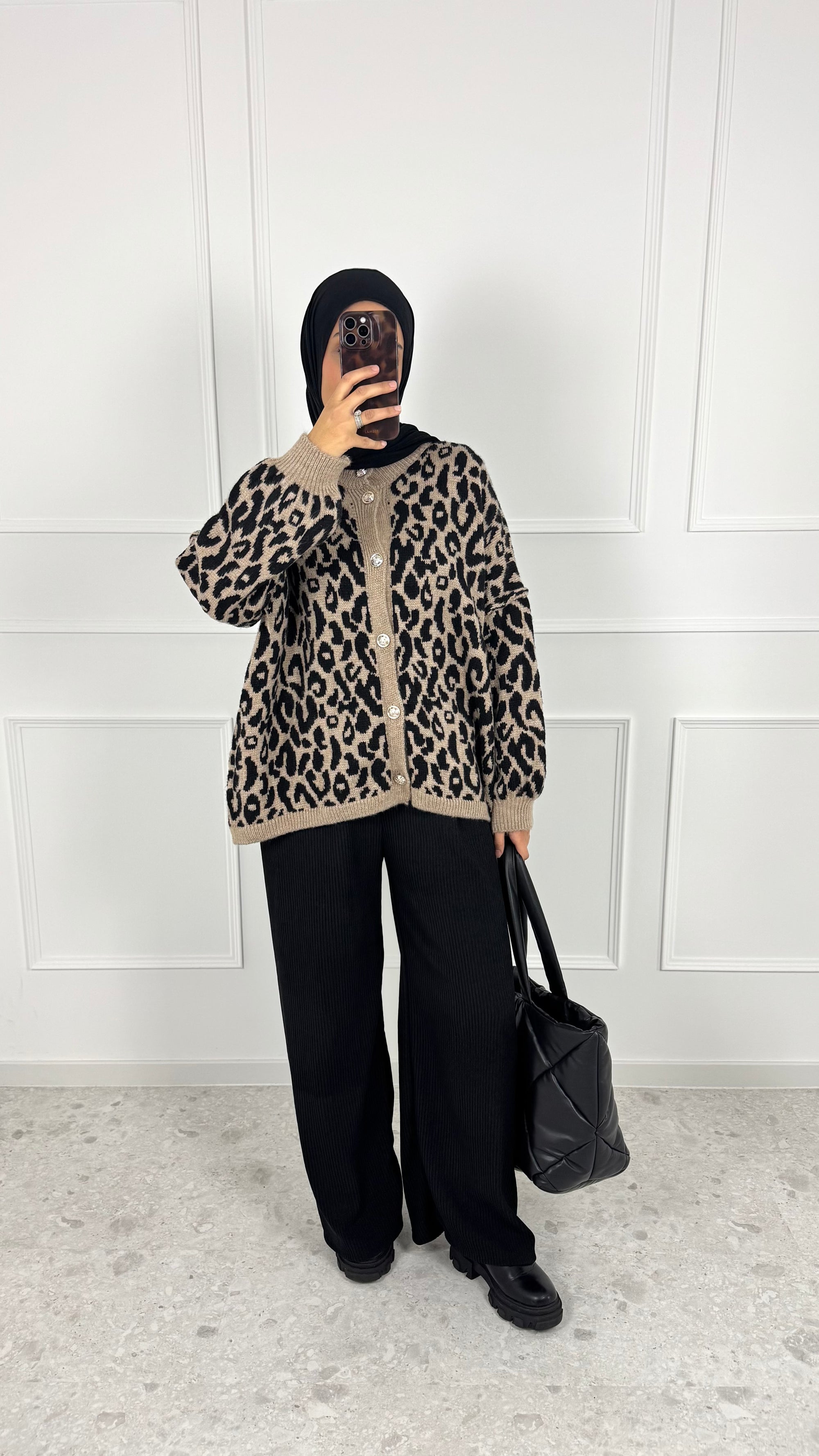 Strickjacke mit Leopardmuster DEFNE